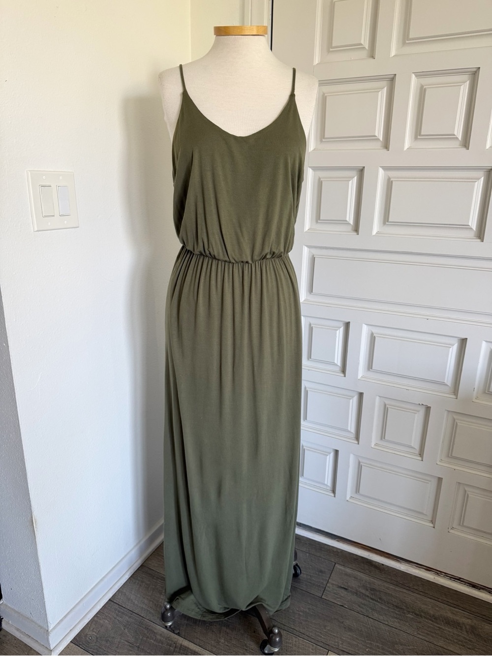 Lush Olive Green Maxi Sundress Spaghetti-Strap Long Dress Size XL